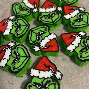 Grinch Christmas Straw Themed Charms